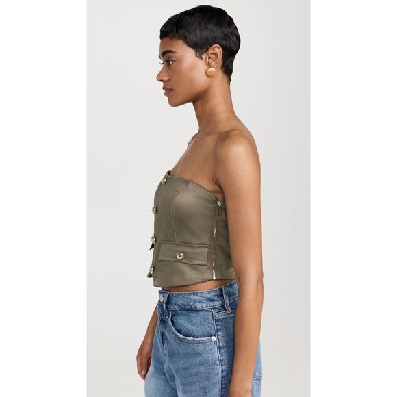 NWT Generation Love Susanna Gabardine Strapless Cropped Vestier Olive Green XS - Picture 4 of 16